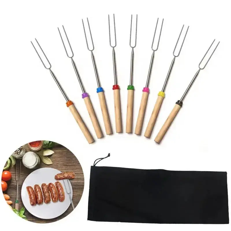 Marshmallow Roasting Sticks for Fire Pit Smores Kit for Fire Pit BBQ Fork Barbecue Cookware Outdoor Roasting Sticks for Kitchen Our3Designs