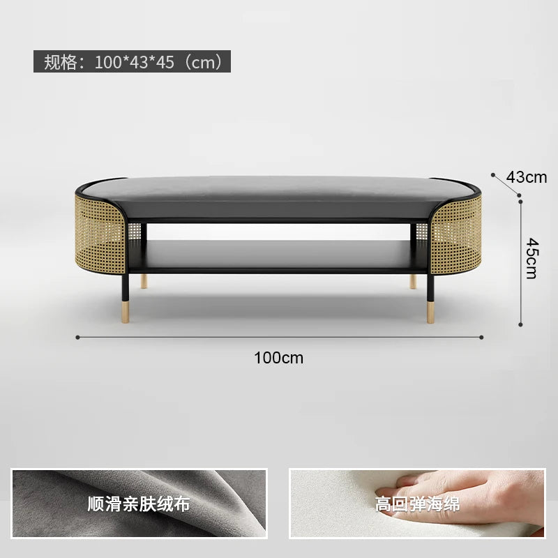 Newest Italian Creative Velvet Shoe Stool Luxury Modern Minimalist Shoe