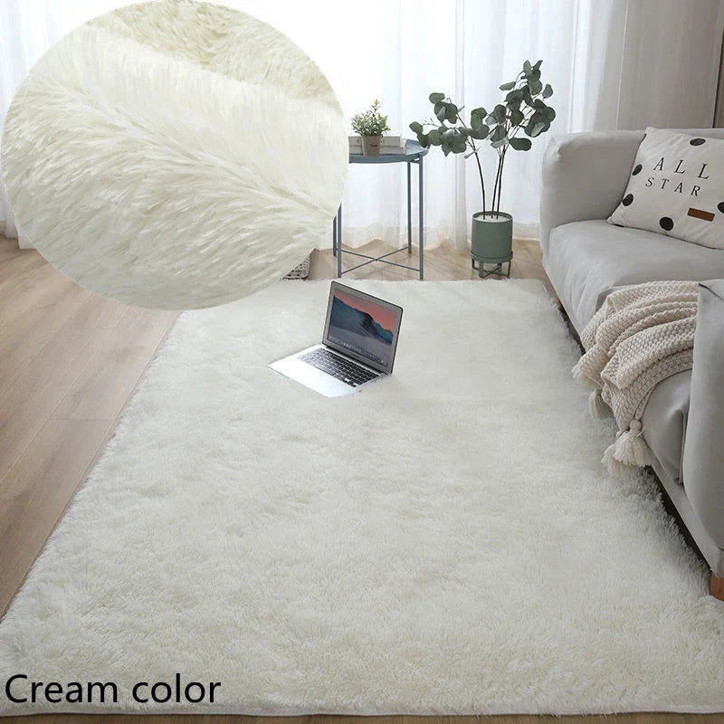 White Fluffy Hall Carpet Modern Living Room Bedroom Home Décor