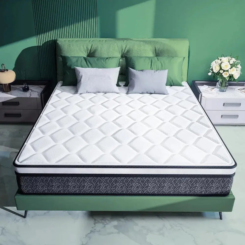 10 Inch Queen Size Mattresses in a Box, Medium Firm Hybrid with Gel Memory Foam and Pocketed Springs for Motion Isolation Our3Designs
