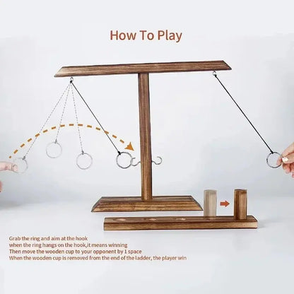 Ring Toss Games for Kids Adults Home Party Drinking Games Fast-paced Handheld Wooden Board Games Shot Ladder Bundle Outdoor Bars Our3Designs
