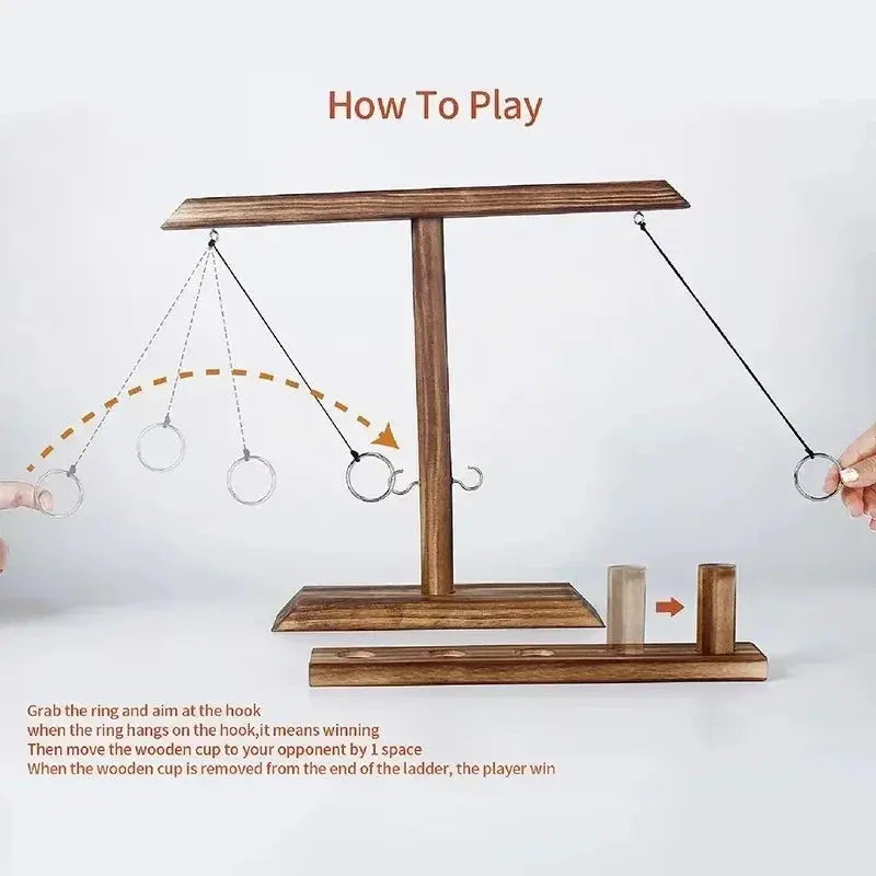 Ring Toss Games for Kids Adults Home Party Drinking Games Fast-paced Handheld Wooden Board Games Shot Ladder Bundle Outdoor Bars Our3Designs