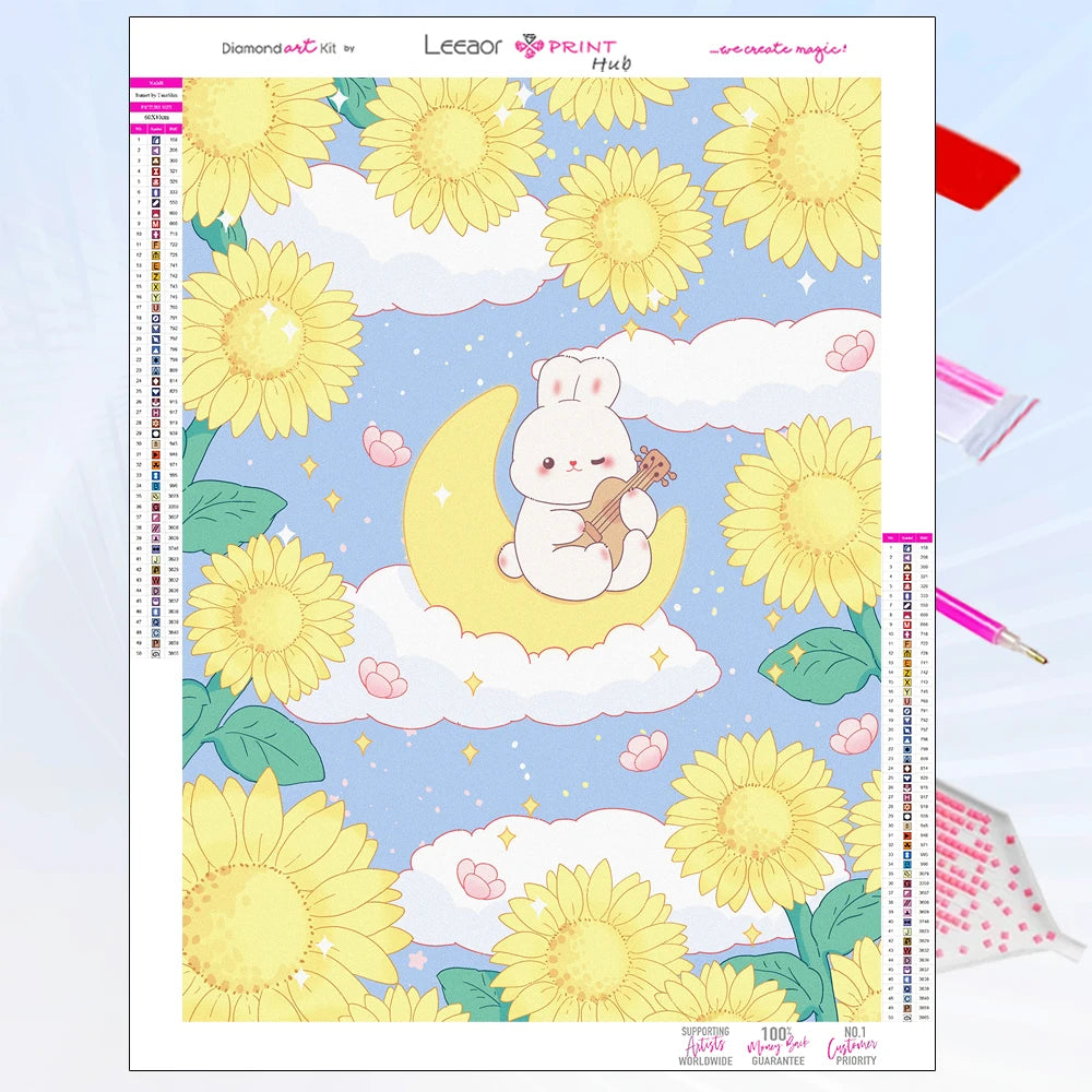 5D Landscape Cartoon Diamond Painting Beautiful Flowers And Moon Full Rhinestone Mosaic Embroidery Cross Stitch Kit Home Decor