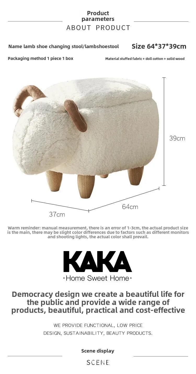 Creative Sheep Footrest for Entryway, Storage Ottoman, Creative Shoe Bench