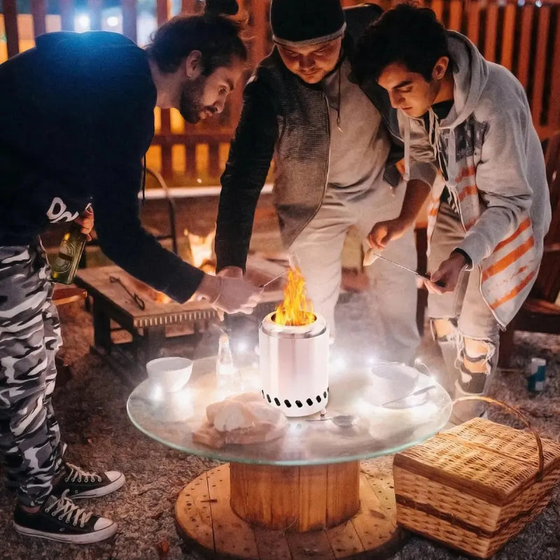 Mini Tabletop Firepit Stainless Steel Portable Mini Stove Mini Fire Pit Wood Burning Or Pellet Fueled Portable Bonfire Our3Designs