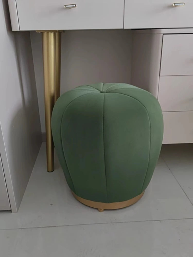 Cream Style Pumpkin Flannel Foot Seat, Luxury Bedroom Shoe Changing Stool