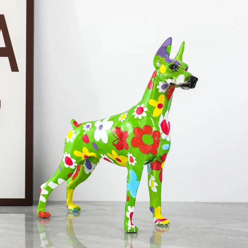 Simple Creative Pet Handle Graffiti Color Doberman Dog Statue Decorations Home Entrance Wine Cabinet Office Decor Resin Crafts Our3Designs