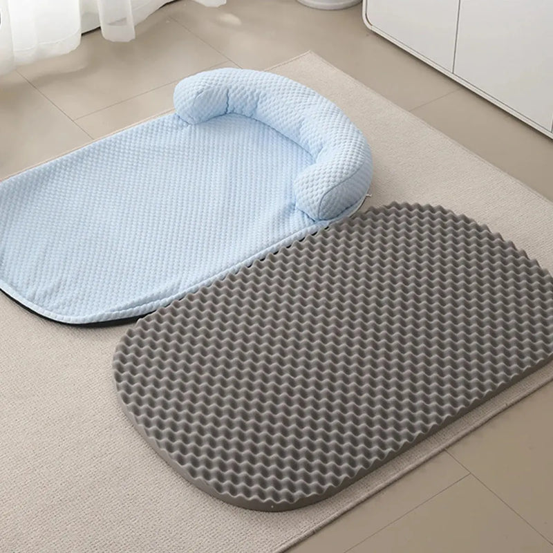 Breathable Spring Summer Cooling Large Dog Bed Ati-slip Cat Bed with Pillow Ice Silk Fabric Dog Bed for Small Dog Cushion Pet Our3Designs