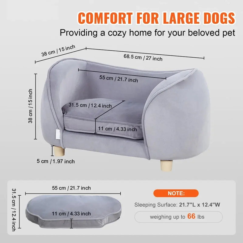 Comfortable Pet Sofa Bed Small Dogs Cats Scratch-Resistant Velvet Durable Wood Frame Easy Clean Stylish Home Decor Our3Designs