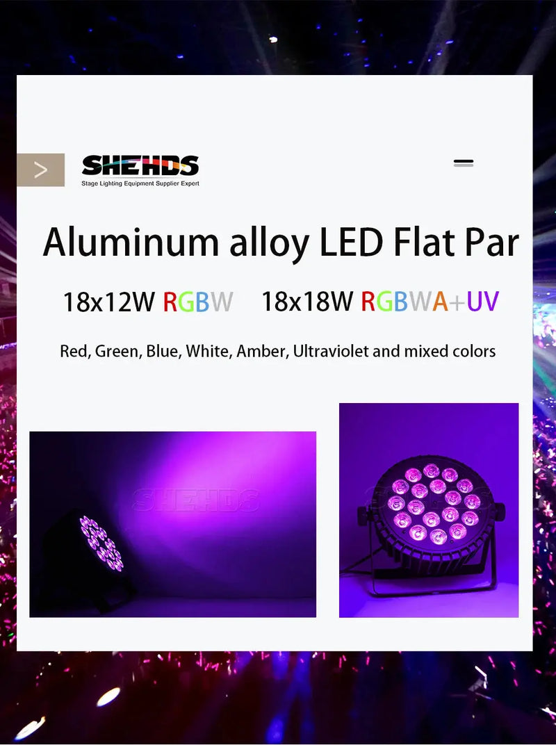 SHEHDS LED Flat/ Big Par 18x18W 6in1 or 18x12W  4in1 Lighting DMX512 Aluminum Alloy Suitable For DJ Disco Christmas Party Stage Our3Designs