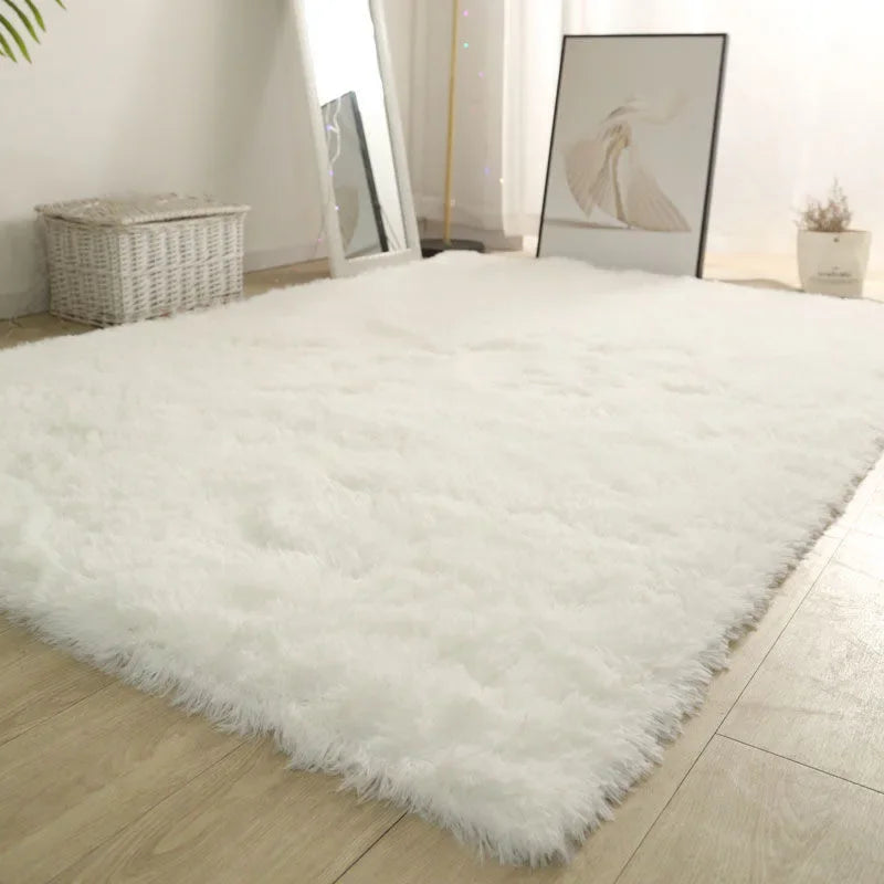 White Fluffy Hall Carpet Modern Living Room Bedroom Home Décor Large Mats