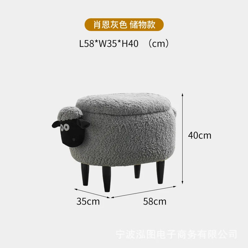 Creative Sheep Footrest for Entryway, Storage Ottoman, Creative Shoe Bench