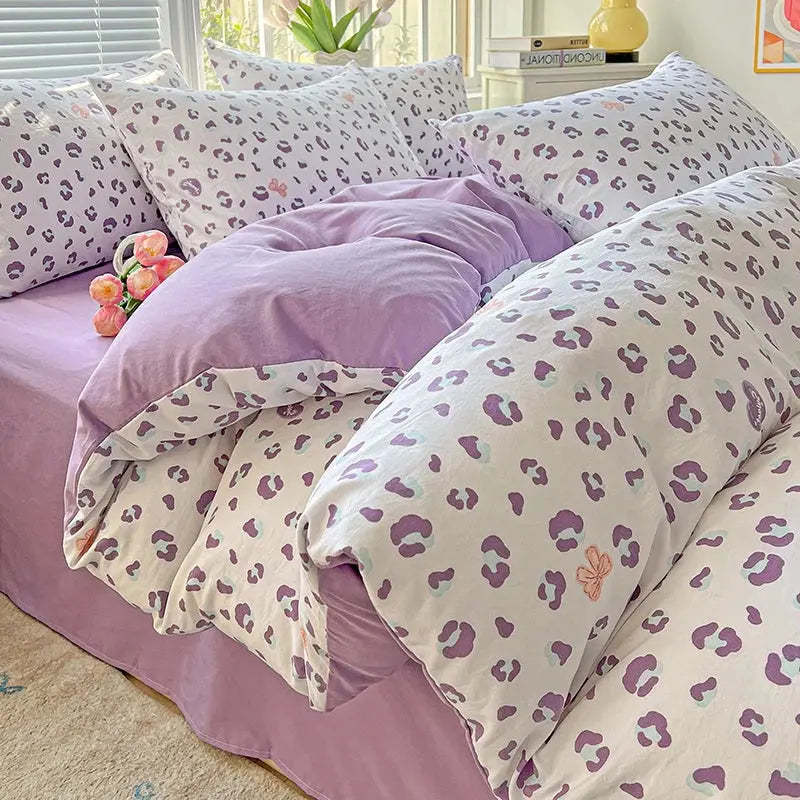 2025 Washed Cotton Double Yarn Single Quilt Cover Simple Wind Ins Wind Small Floral Korean Version Duvet Skin Friendly Bedding Our3Designs