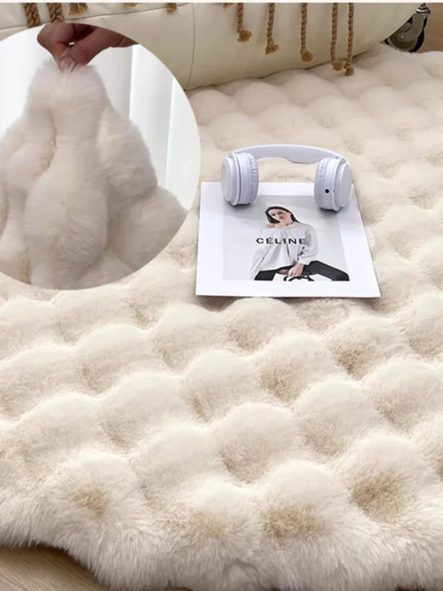 Ins Solid Color Fluffy Round Area Rug Plush Sofa Couch Cushion