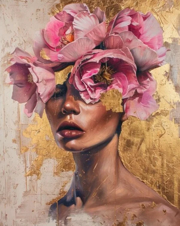 Surreal Dreamy Floral Portrait Female Poster Print Abstract Luxury