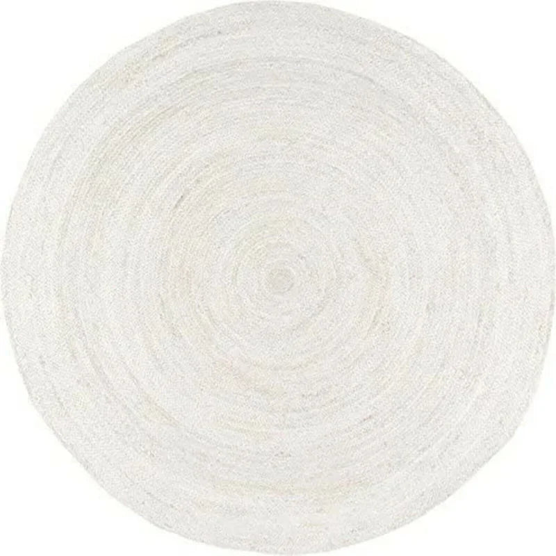 White Rug Natural Jute Handmade Reversible Carpet Modern Living Floor Area Rugs