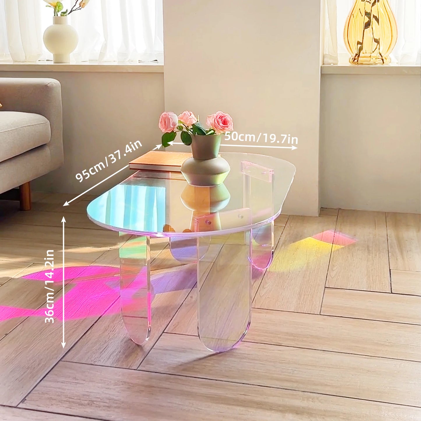 Acrylic Coffee Table, Iridescent Acrylic End Table