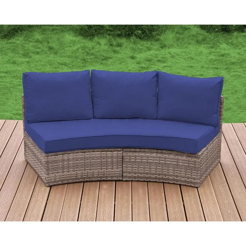 Half-Moon Patio Sectional Sofa Set – Outdoor Round Furniture w/ Cushions - Our3Designs
