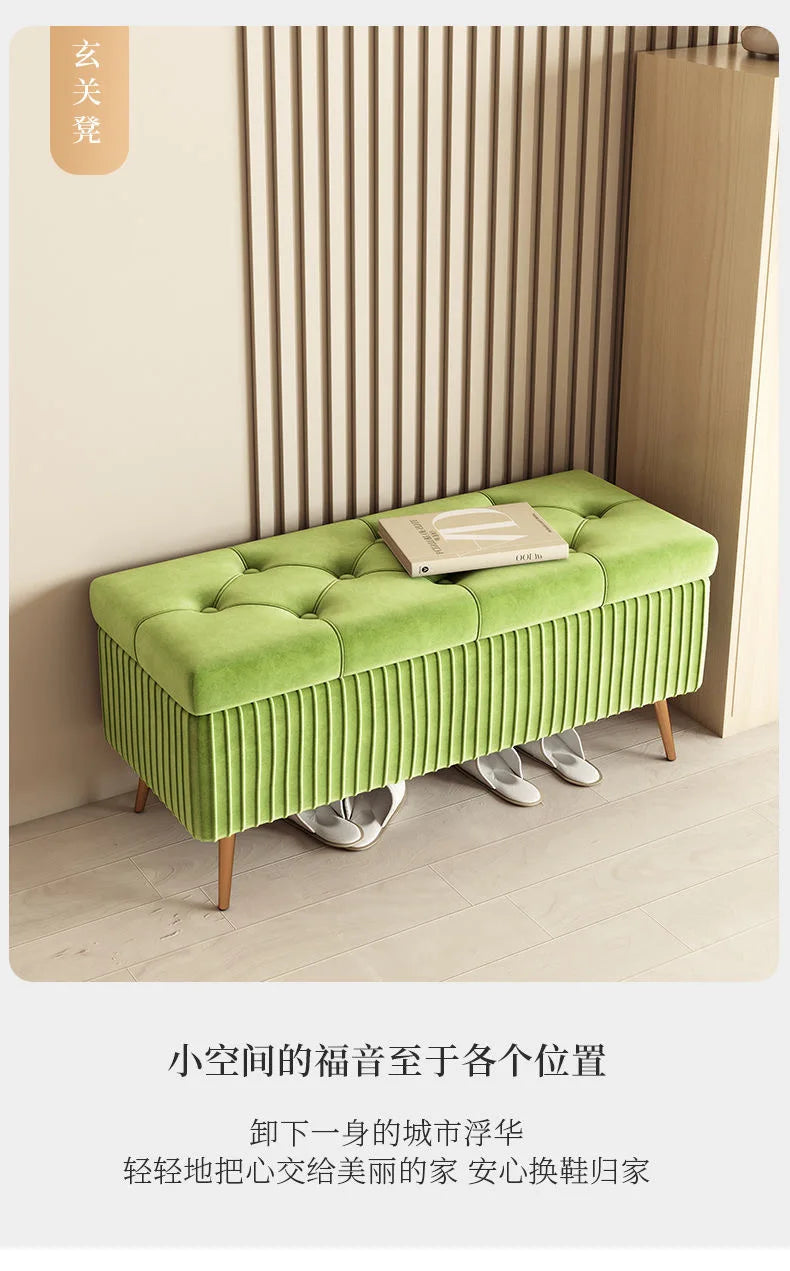 Nordic Fabric Ottomans long Sofa Bench with Storage luxury Home