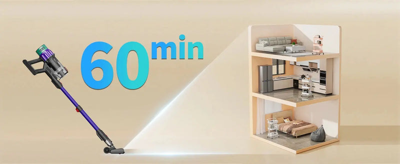 Blossom V18 Cordless Handheld Vacuum Cleaner,45000PA,Touch Screen,Smart Dust Sensor,Auto Speed Control for Home Bed Carpet Clean Our3Designs