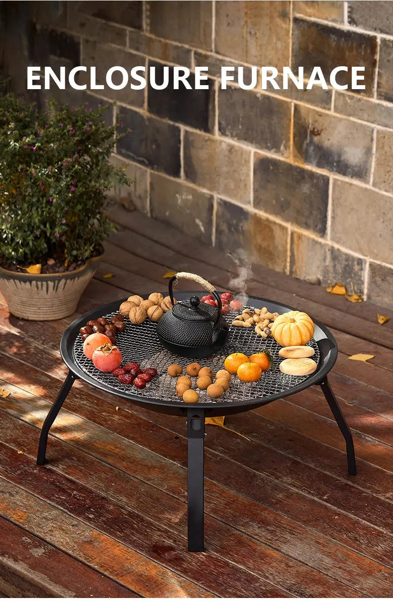 BISINNA Outdoor Fire Pit, 22in Foldable Charcoal Burning Fire Pit, Folding Legs for Camping, Picnic, Bonfire Our3Designs