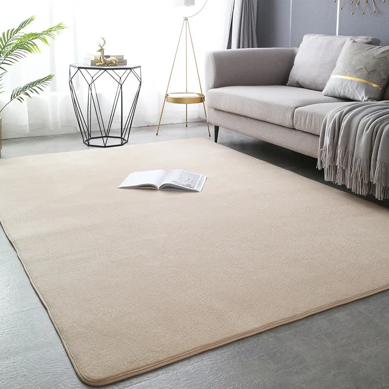 Japanese coral velvet living room rug Solid color bedroom rug