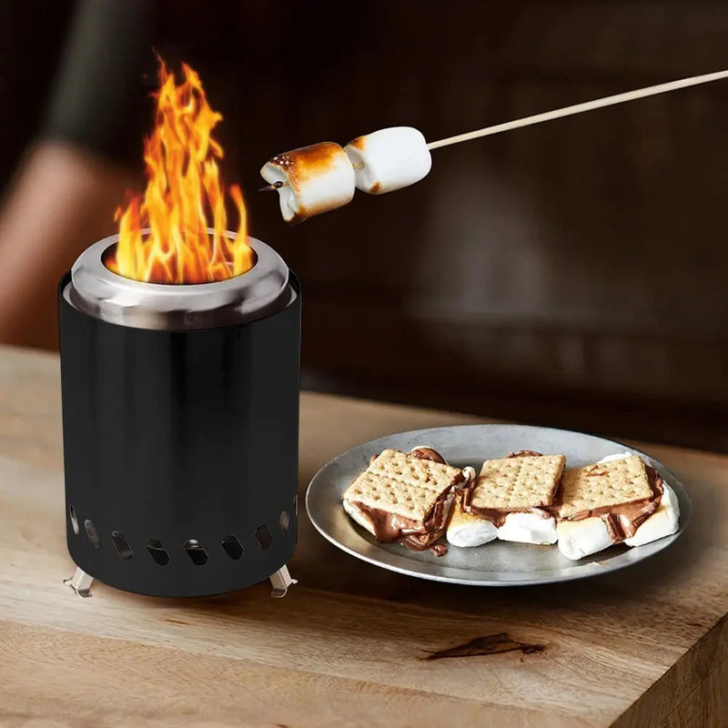 Mini Tabletop Firepit Stainless Steel Portable Mini Stove Mini Fire Pit Wood Burning Or Pellet Fueled Portable Bonfire Our3Designs