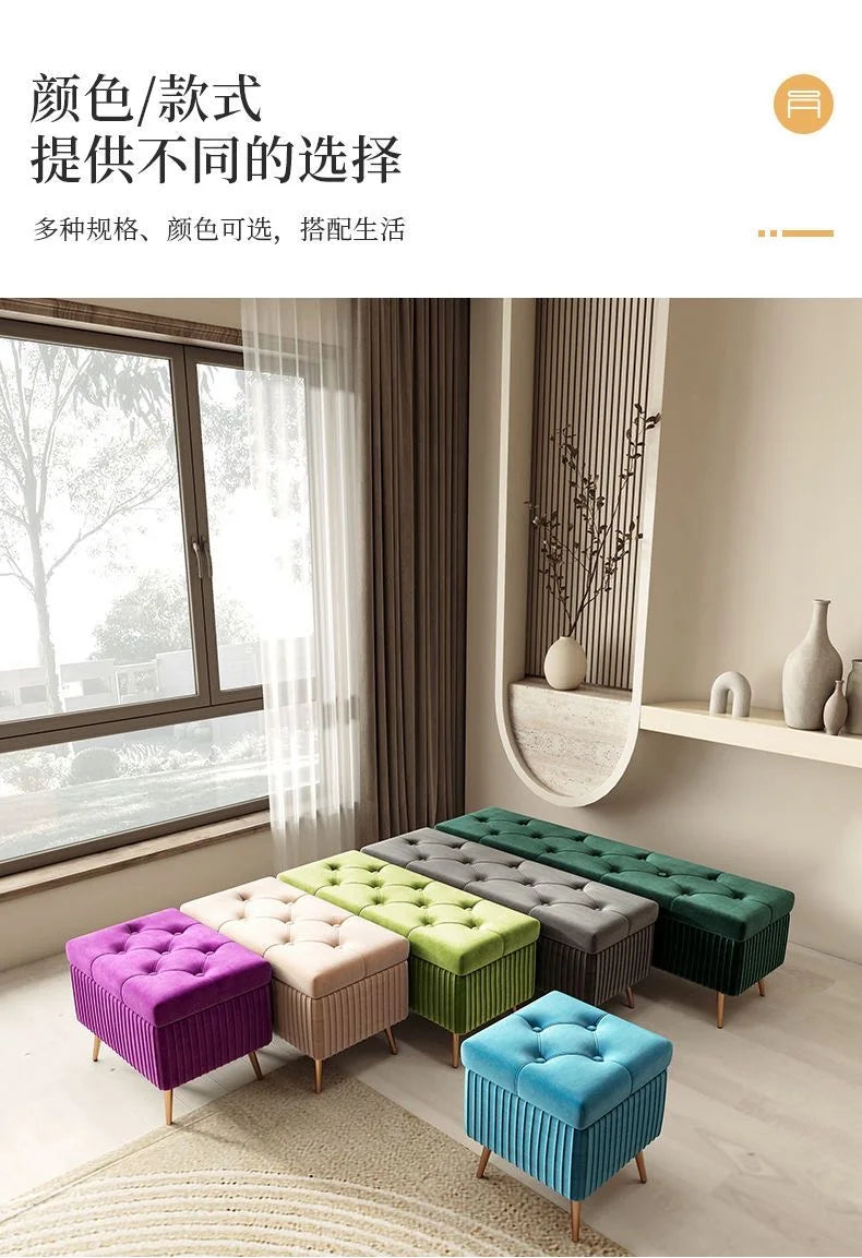 Nordic Fabric Ottomans long Sofa Bench with Storage luxury Home