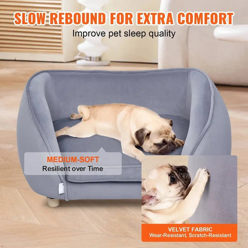 Comfortable Pet Sofa Bed Small Dogs Cats Scratch-Resistant Velvet Durable Wood Frame Easy Clean Stylish Home Decor Our3Designs