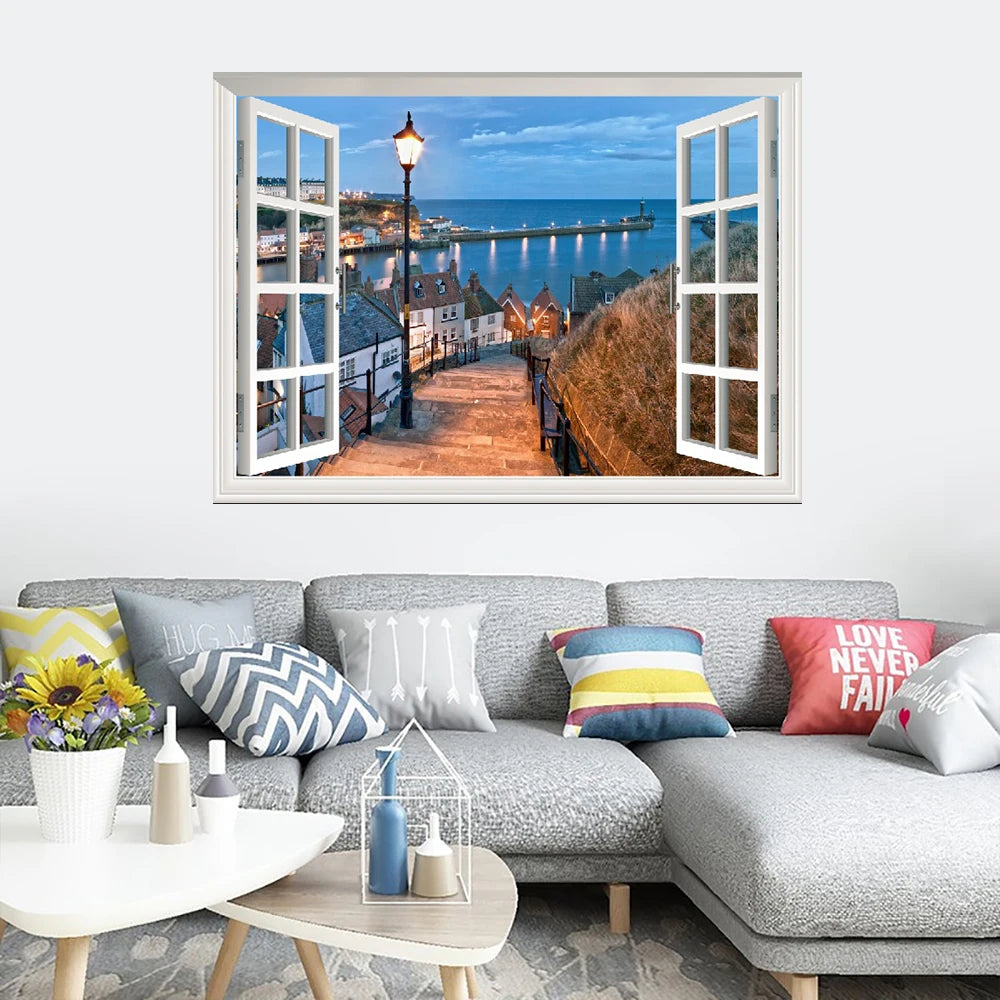 Window View Wall Art Poster Seaside Scenery Home Décor