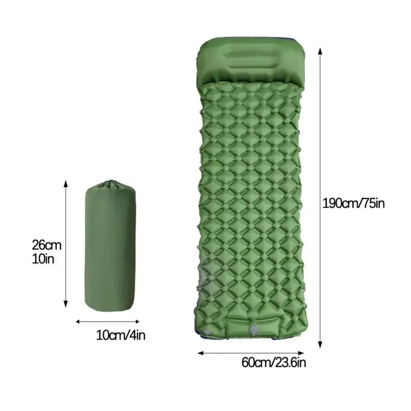 Inflatable Camping Mattress With Pillow Outdoor Sleeping Pad Ultralights Air Mat Built-in Footstep Inflator Pump For Camp Tent Our3Designs