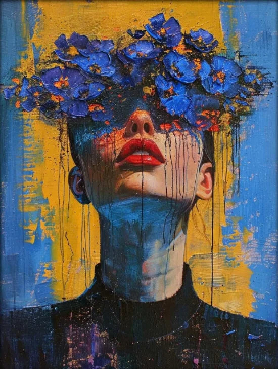Surreal Dreamy Floral Portrait Female Poster Print Abstract Luxury
