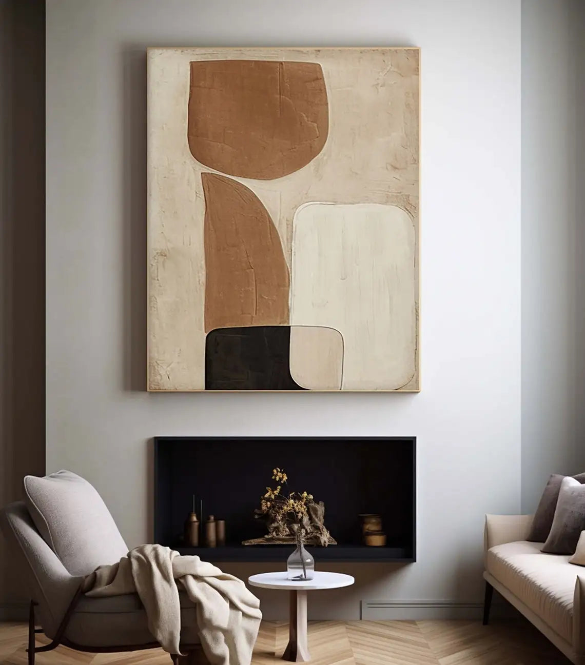 Brown Beige Black Texture Painting Mural Brown Beige Black Minimalist