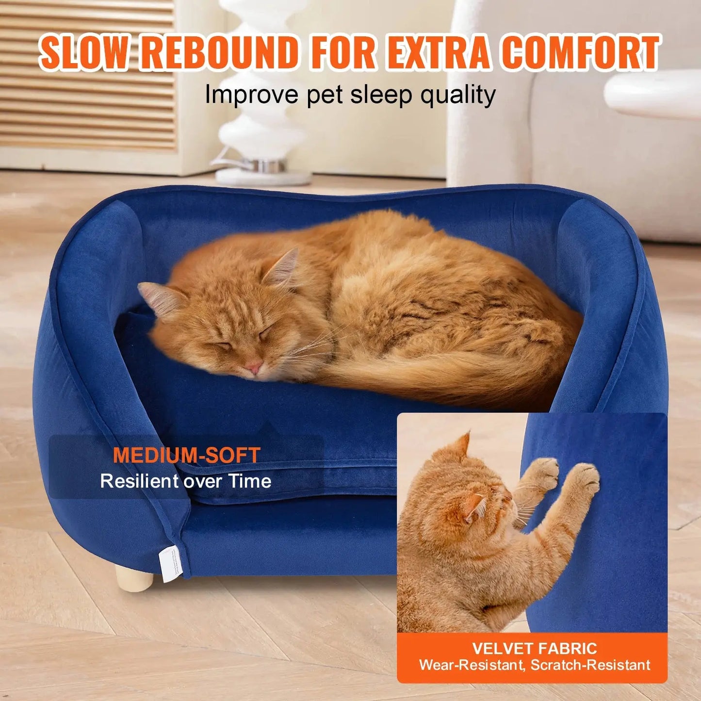 VEVOR Pet Sofa Dog Couch for Medium-Sized Dogs and Cats Soft Velvety Dog Sofa Bed for Living Room Bedroom Pet Store or Clinic Our3Designs