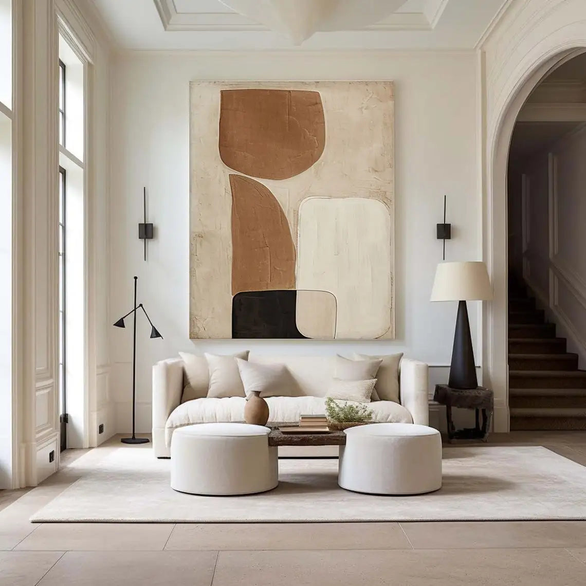 Brown Beige Black Texture Painting Mural Brown Beige Black Minimalist