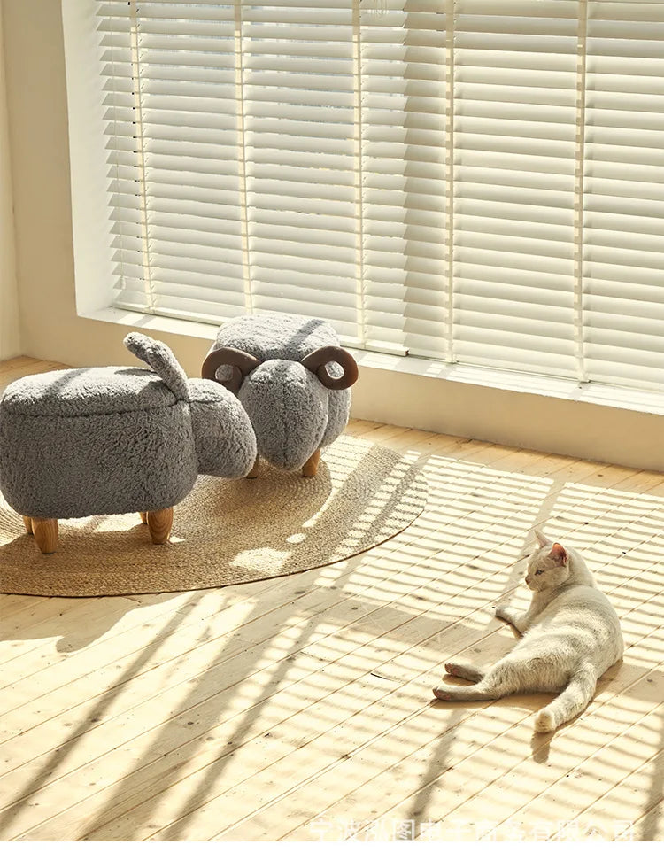 Creative Sheep Footrest for Entryway, Storage Ottoman, Creative Shoe Bench