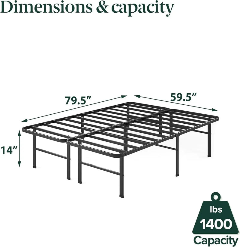 14in Queen Metal Bed Frame, Quick Assembly SmartBase® Mattress Foundation, Heavy Duty Sturdy Steel with No Box Spring Needed Our3Designs