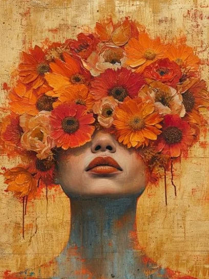 Surreal Dreamy Floral Portrait Female Poster Print Abstract Luxury
