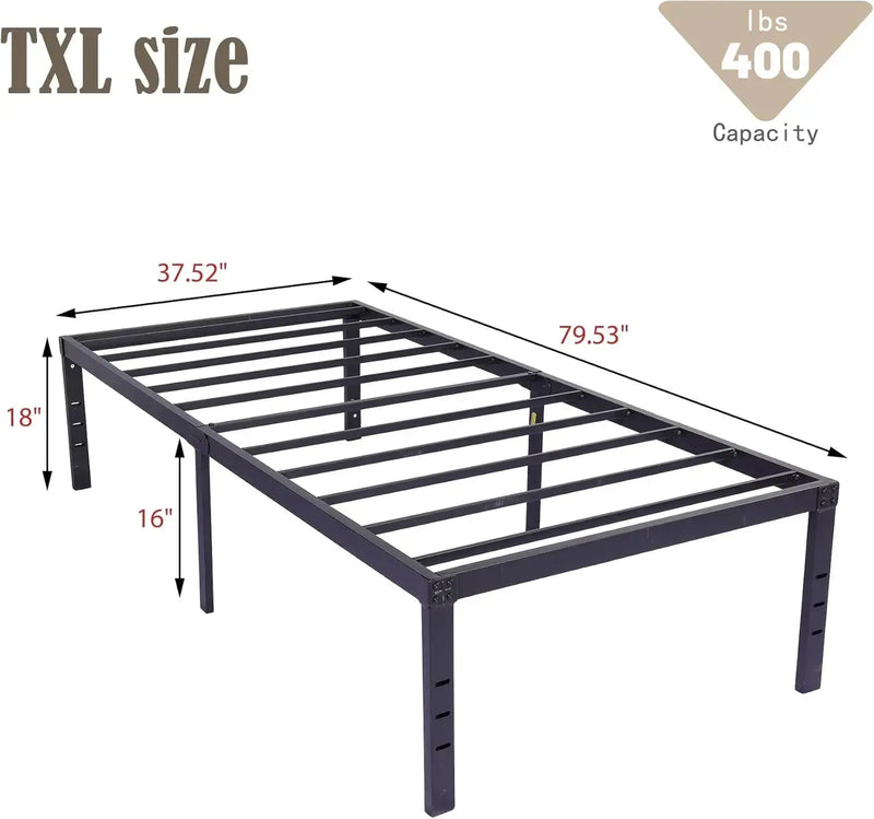 18 Inch Metal Full Size Bed Frame Heavy Duty Platform Noise Free Steel Slat Support Easy Assembly Noise Free No Box Spring Our3Designs