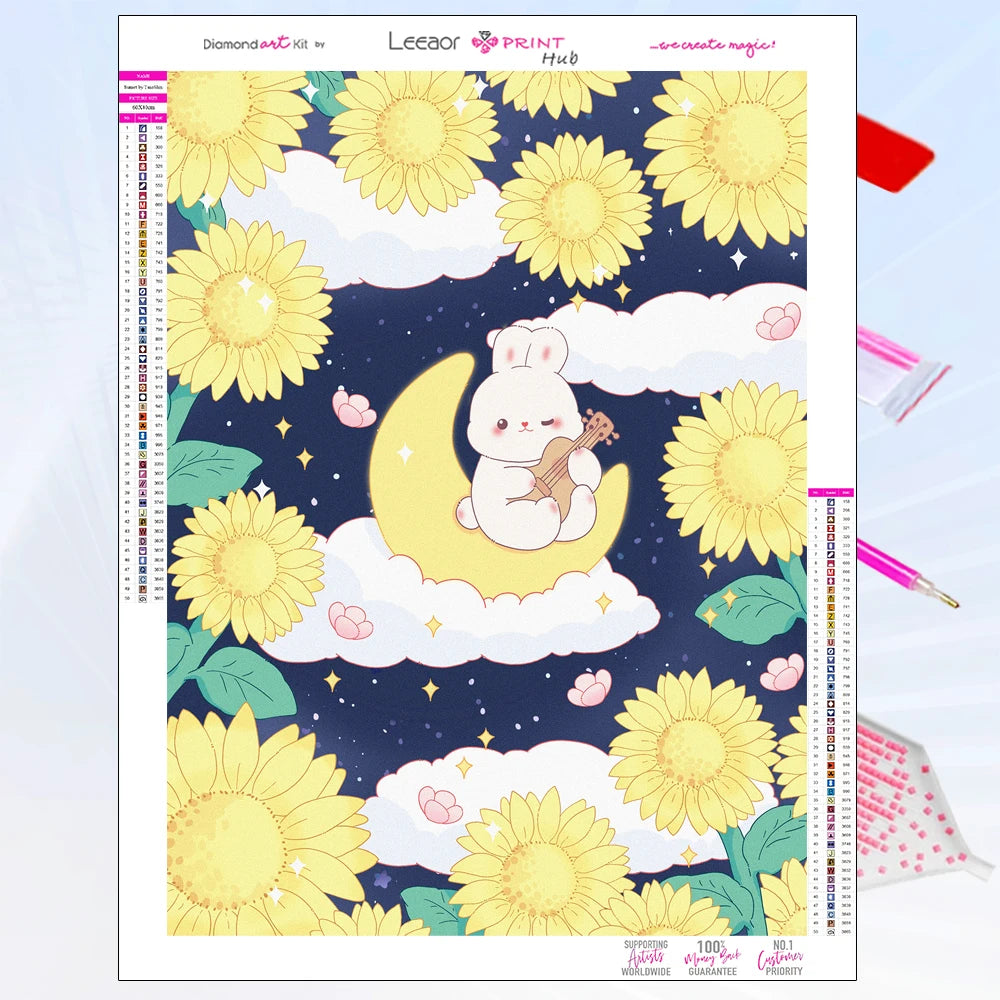 5D Landscape Cartoon Diamond Painting Beautiful Flowers And Moon Full Rhinestone Mosaic Embroidery Cross Stitch Kit Home Decor