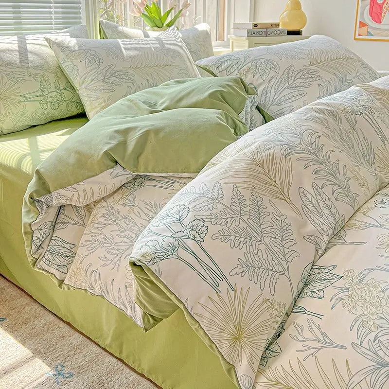 2025 Washed Cotton Double Yarn Single Quilt Cover Simple Wind Ins Wind Small Floral Korean Version Duvet Skin Friendly Bedding Our3Designs