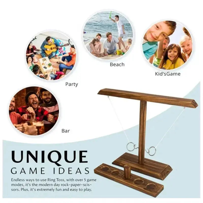 Ring Toss Games for Kids Adults Home Party Drinking Games Fast-paced Handheld Wooden Board Games Shot Ladder Bundle Outdoor Bars Our3Designs