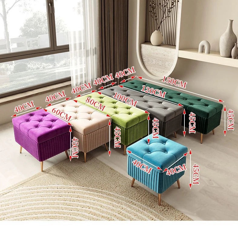 Nordic Fabric Ottomans long Sofa Bench with Storage luxury Home