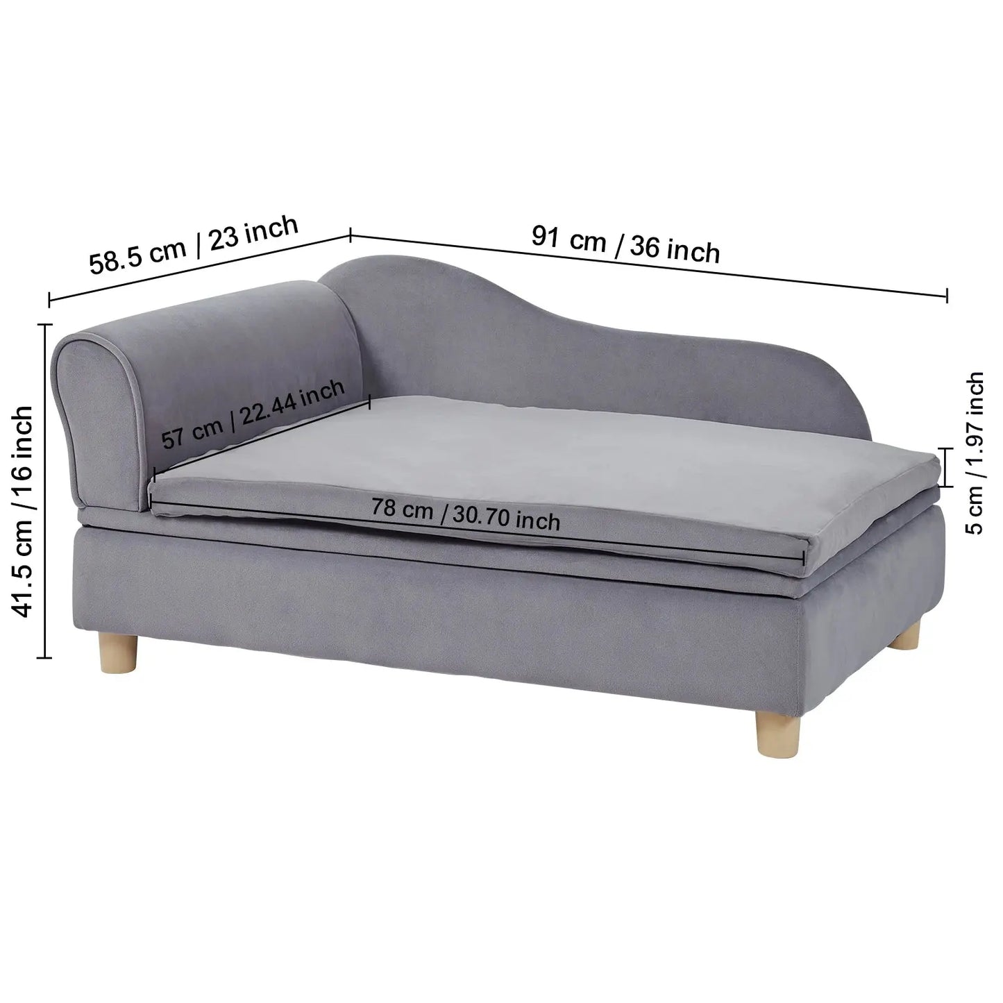 VEVOR Pet Sofa Dog Couch for Medium-Sized Dogs and Cats Soft Velvety Dog Sofa Bed for Living Room Bedroom Pet Store or Clinic Our3Designs