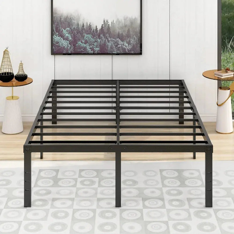 18 Inch Metal Full Size Bed Frame Heavy Duty Platform Noise Free Steel Slat Support Easy Assembly Noise Free No Box Spring Our3Designs