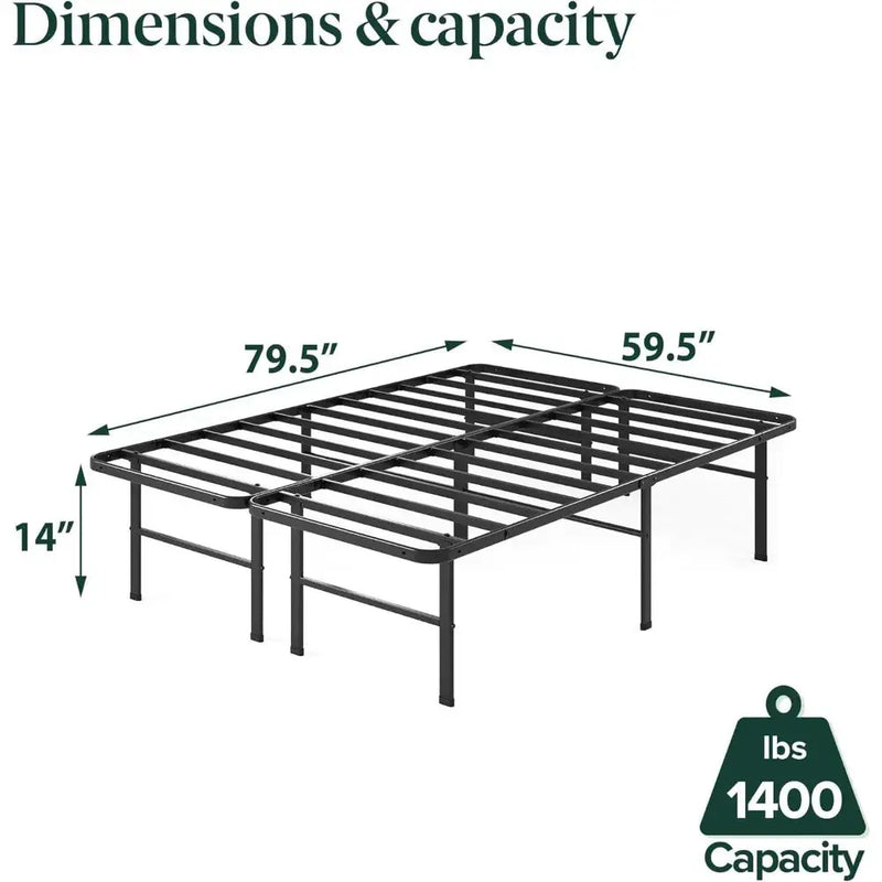 14in Queen Metal Bed Frame, Quick Assembly SmartBase® Mattress Foundation, Heavy Duty Sturdy Steel with No Box Spring Needed Our3Designs