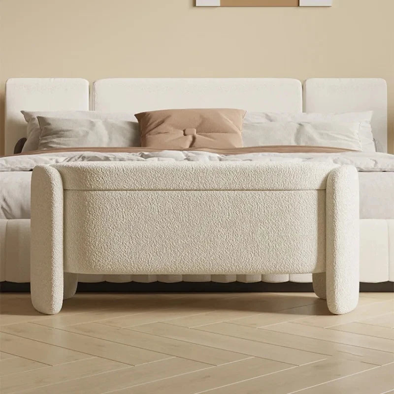 Nordic Lamb Wool Shoe Stool Bed End Stools Home Storage