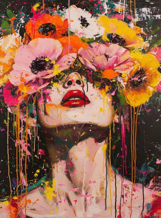 Surreal Dreamy Floral Portrait Female Poster Print Abstract Luxury
