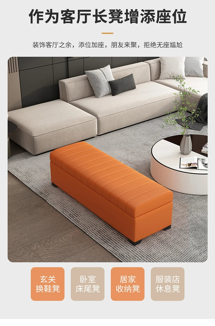 Luxury Storage Bench, Waterproof Shoe Stool, Large Ottoman Box