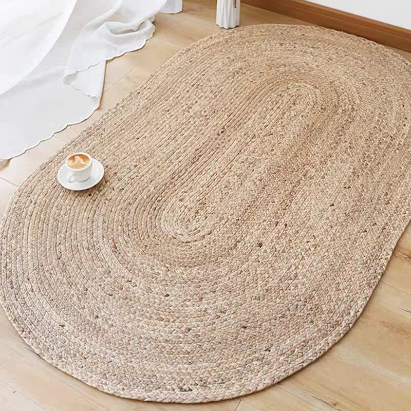 Natural Rattan Oval Round Carpets for Living Room Bedroom Japan Style